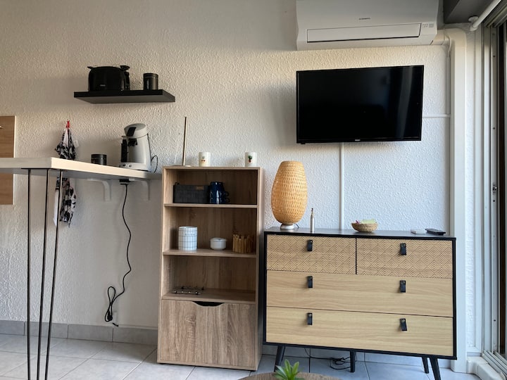 Studio Plage Du Grazel Piscine Parking Privé Clim - Gruissan