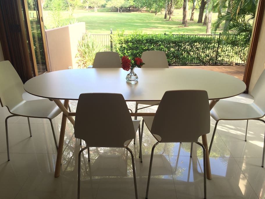 The dining room (and living room) overlooks this tranquil park - it's so peaceful.