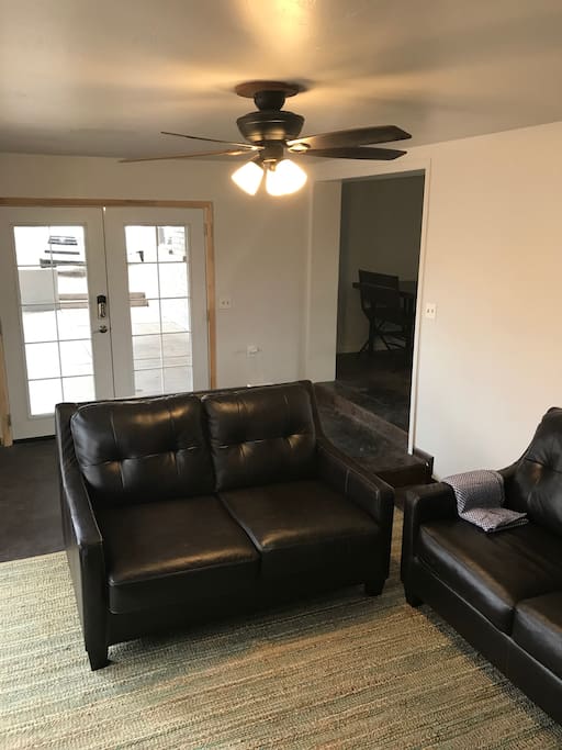 Another view of the Elk Room, with French Doors opening up onto the back porch.