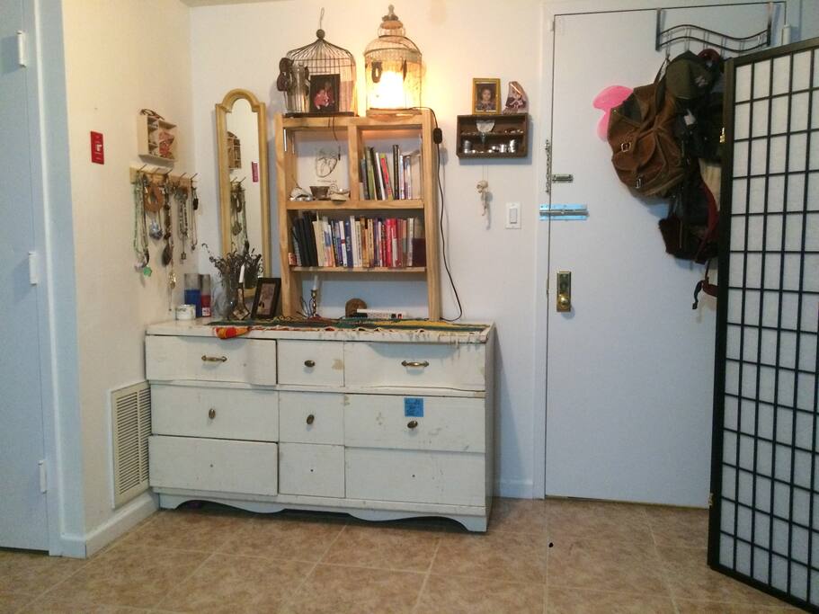 View from the bed, You may use some dresser drawers for your stay.