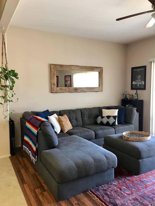 Living area with comfy sectional.