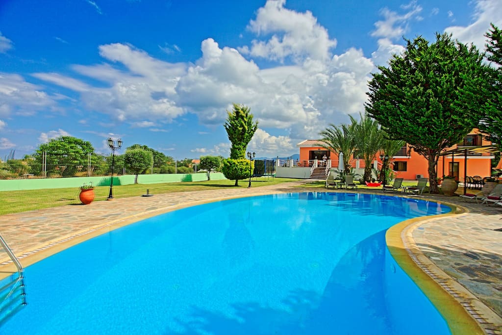 The kidney shaped pool