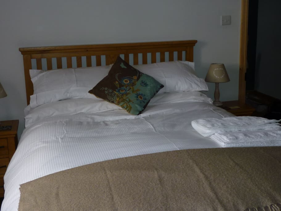 Standard double, immensely comfortable bed.