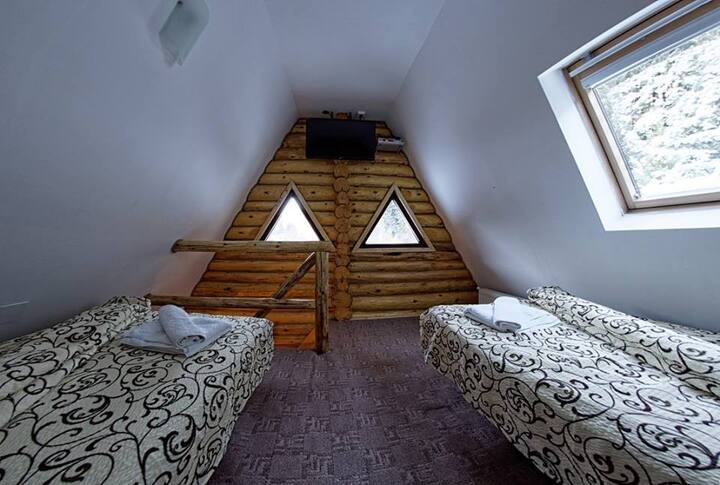 נוף מהחדר עם מיטות יחיד של דירה 7