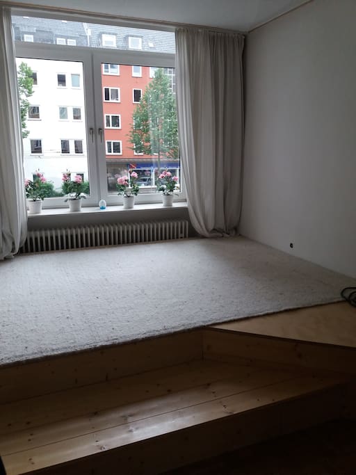 When the bed got lifted under the ceiling the room can be used twice