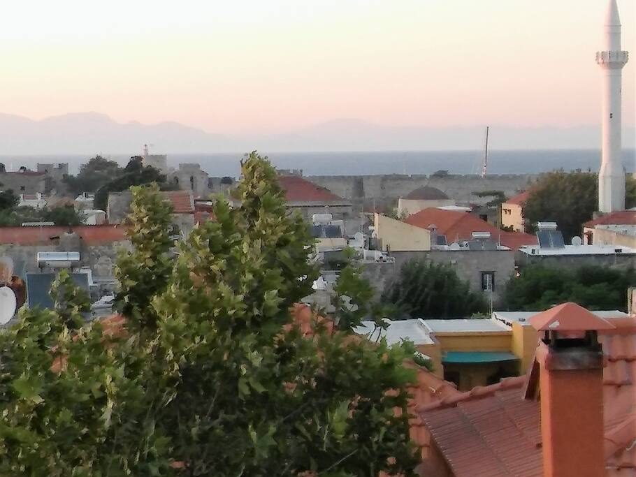 View from the window upstairs across to Turkey