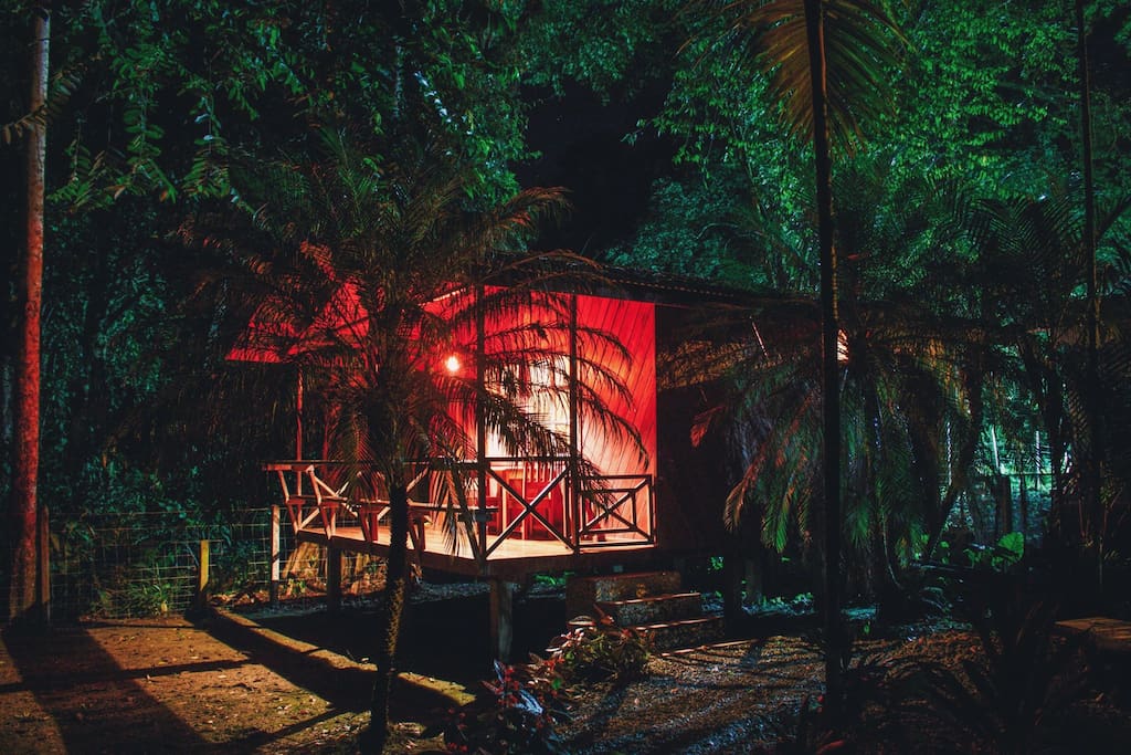 Your cabin at night.