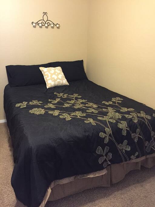 Comfortable, queen sized bed.
