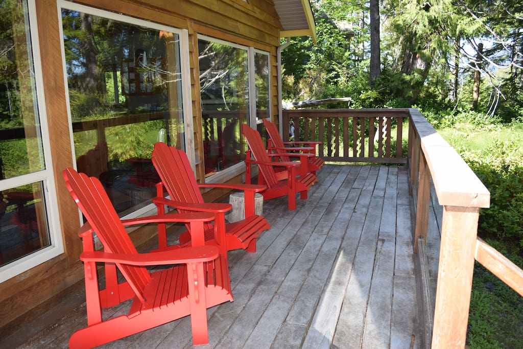 This deck is ideal for morning coffee and relaxing with a good book.