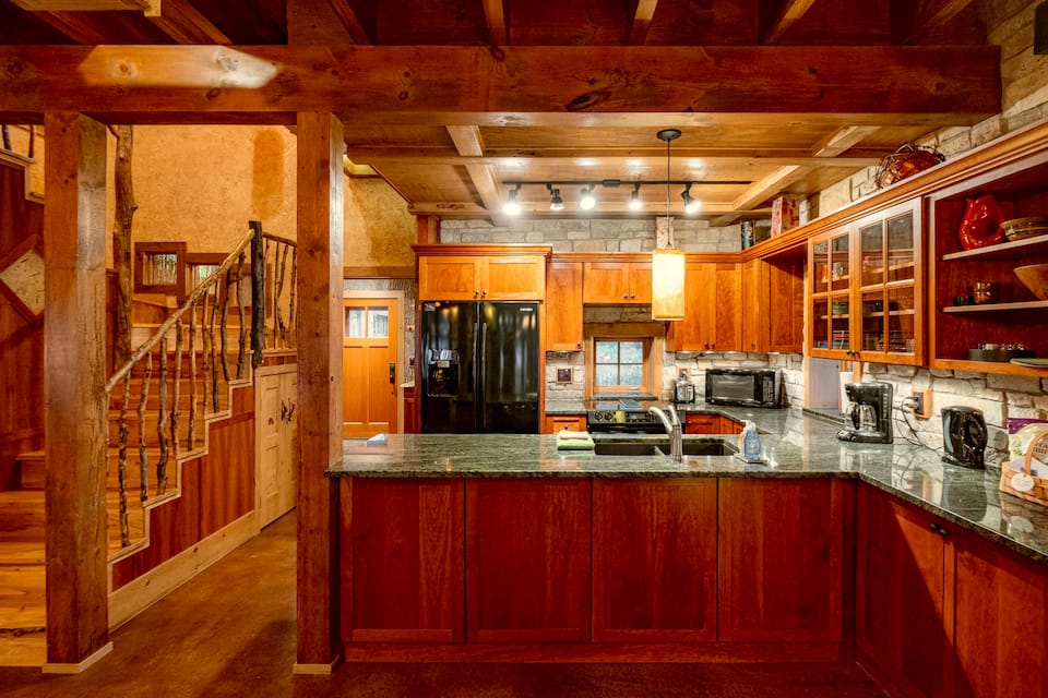 A stone-and-bark cabin on Lake Medora, Eagle Harbor Township, Michigan, United States, photo 9 of 10