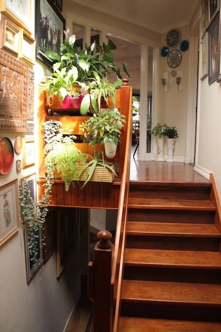 Stairs up to kitchen