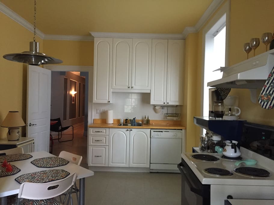 Large bright kitchen with a dishwasher