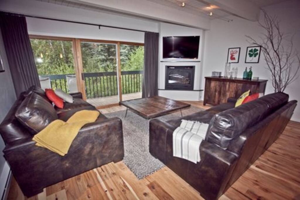 Living Room - Oversized Leather Sofa - 1 Queen Sleeper Sofa