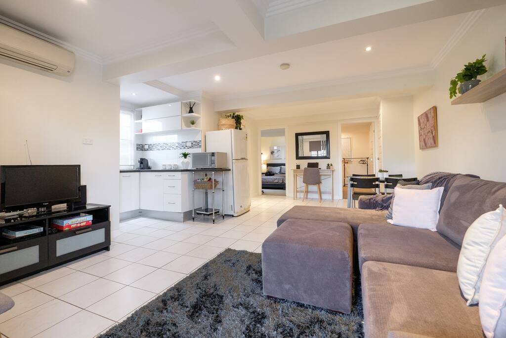 Open plan living/dining/kitchenette ( lounge converts to a double sofa bed)
