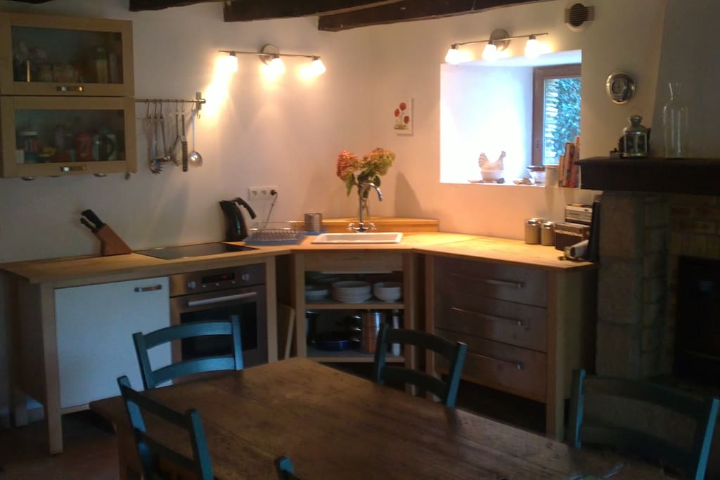 Kitchen & Dining Area with Log Burner