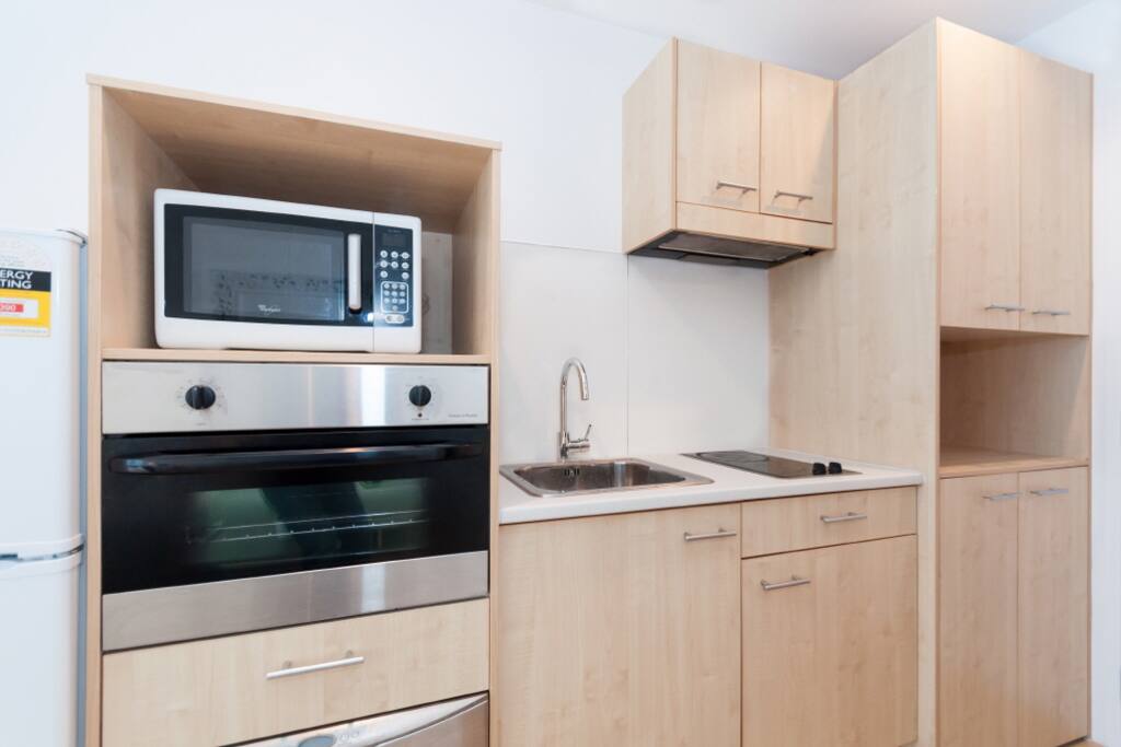 This is the kitchen area next to the living area