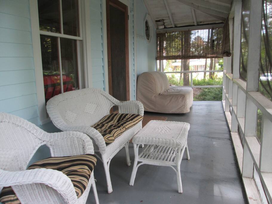 Relaxing front screened porch.