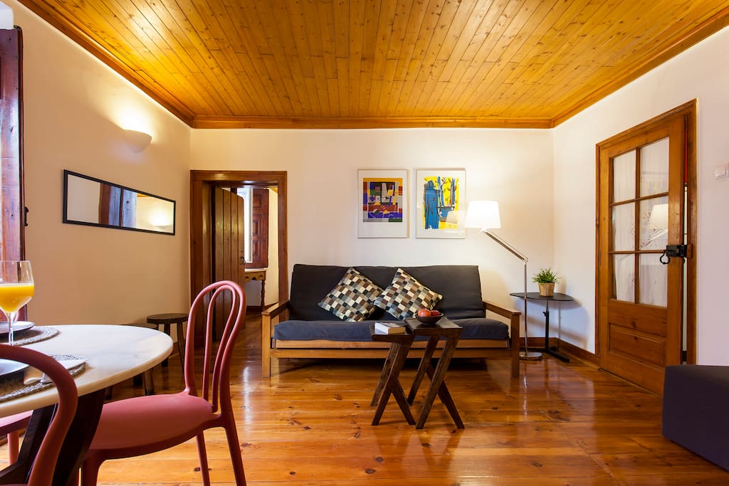 Living room, extra bedroom (sofa double bed) & dining area
