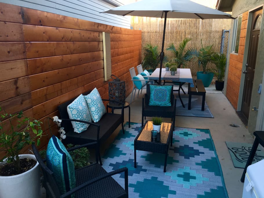 Outdoor seating and dining area off the kitchen