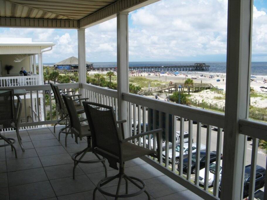 Enjoy the Panoramic View of Tybee Beach and the Atlantic Ocean from your Large Wrap-Around Balcony