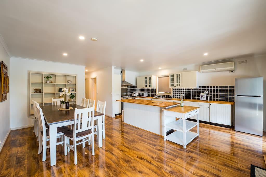 Family kitchen. Table comfortably seating 10 people