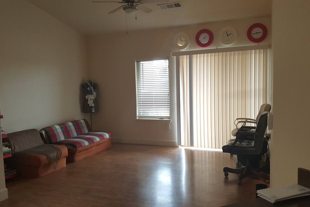 Sleeping Area for Guests with the pull-out Futon Shown