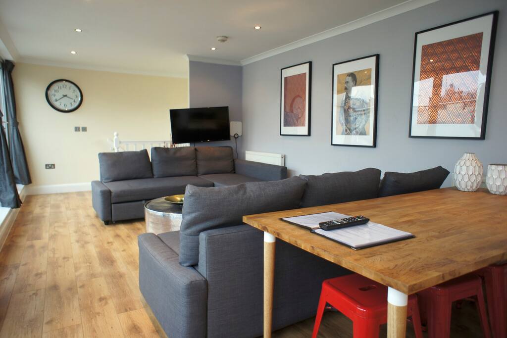 Here's the Living Room with Two Double Sofa-Beds