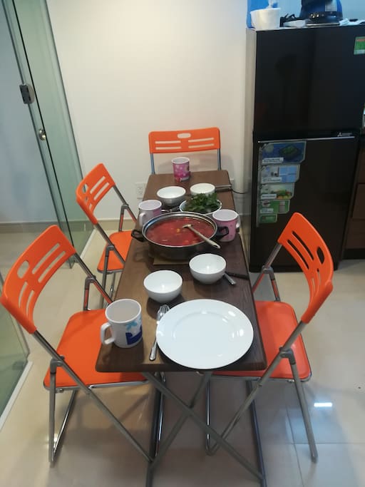 these dining tables can be expanded to accomodate upto six guests
