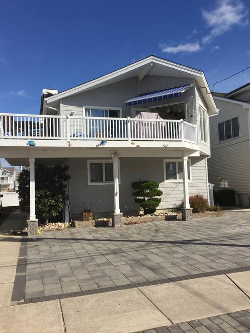 huge private deck with 2 covered bars