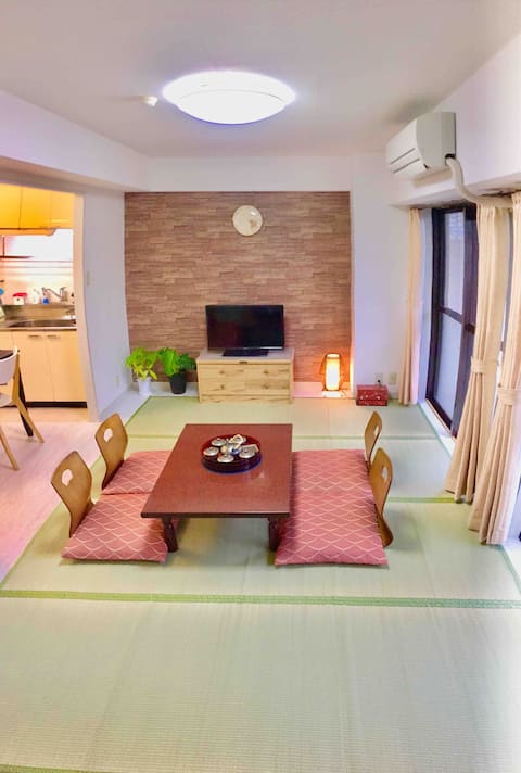 Japanese-style homestays are limited and fully rented per day.: 4, Nankai Namba Station and Nippombashi Station 8, Denden Town 5