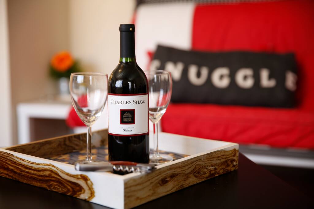 A complementary bottle of wine offered upon arrival.