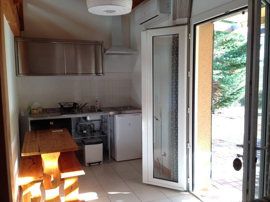 entrance, kitchen, dining area