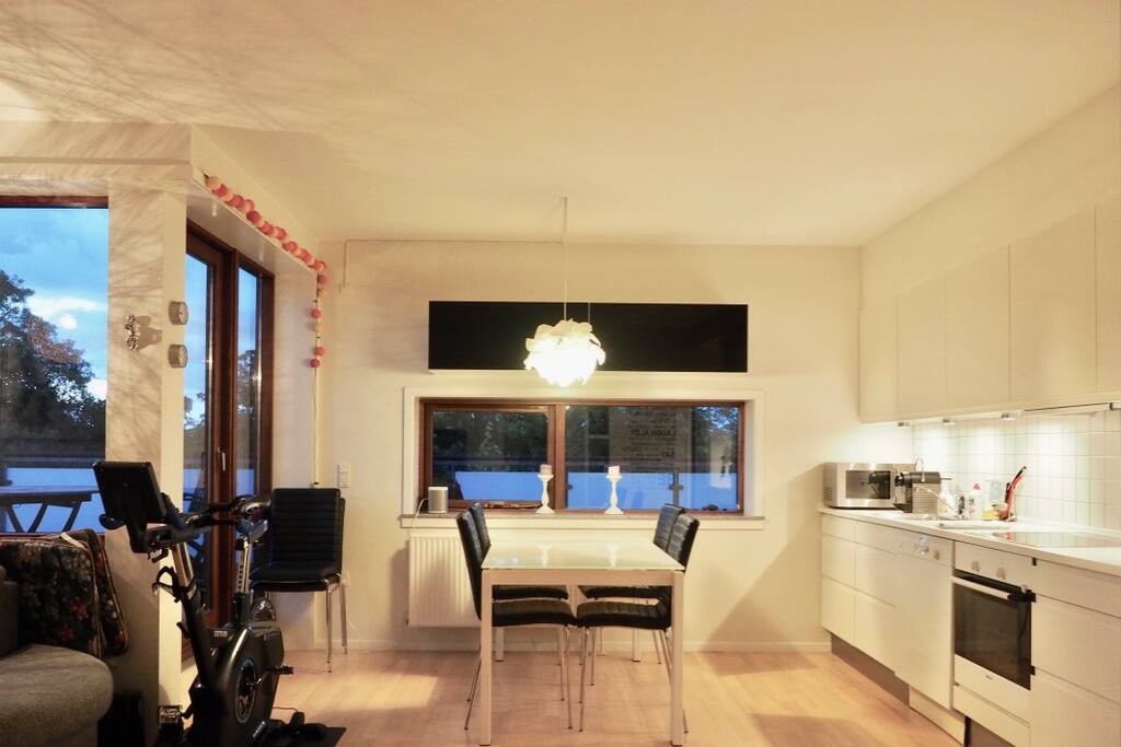Living room with open space kitchen