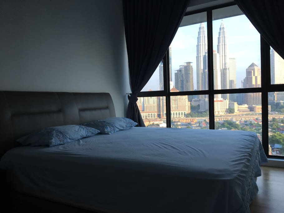 you can see twin towers easily and closely while sleeping :)
