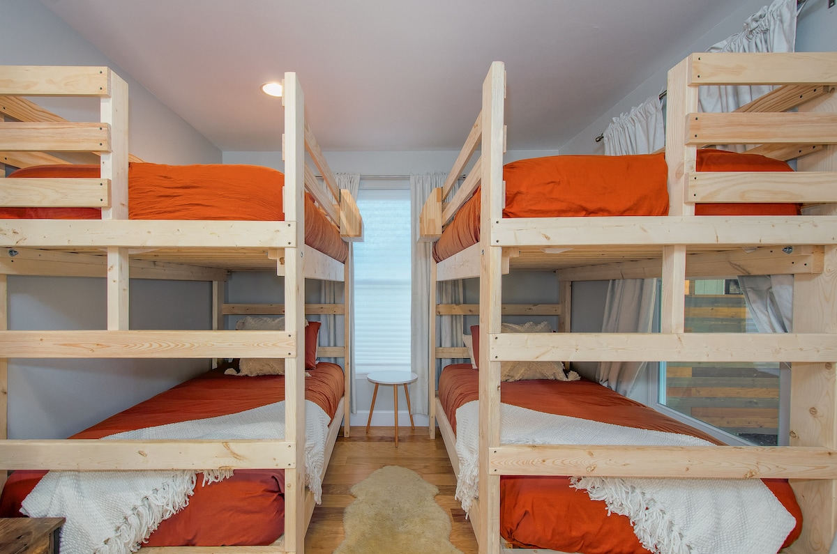 Adult comfort approved bunk room. 