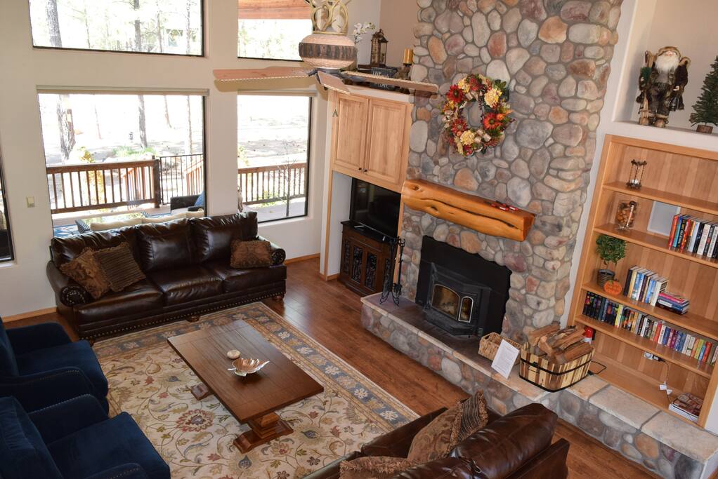 Warm, bright living area.