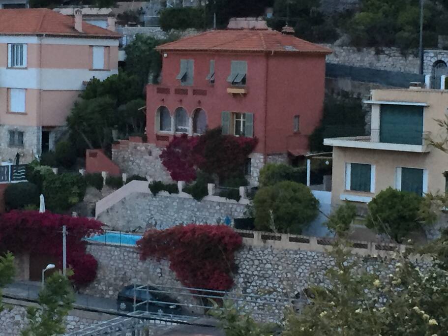 The villa with pool on lower terrace