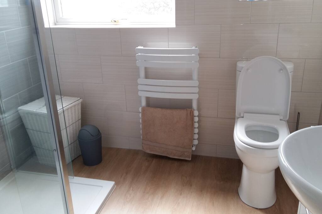 Modern bathroom with walk-in shower