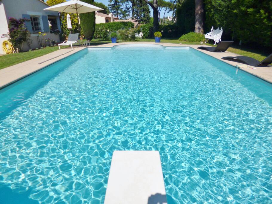 Large pool with jumping board
