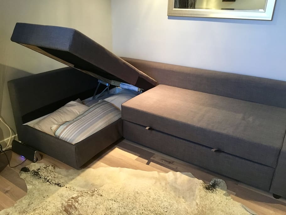 When setting up the hide-a-bed, put the couch cushions in the windows to block the morning sun.