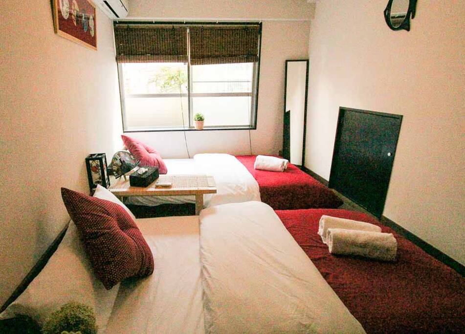 Bed room has 2 semi-double size bed can sleep up to 4 people