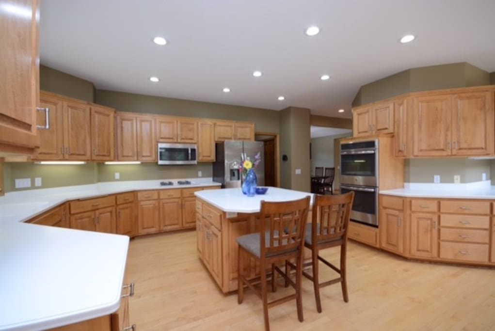 Spacious kitchen with all appliances, cookware and tableware to prepare large or small group meals.