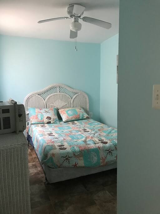This is the first bedroom with a double / full size bed