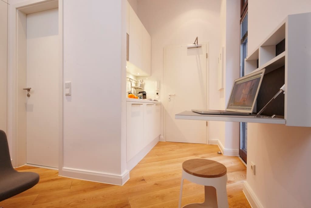 Kitchen and desk