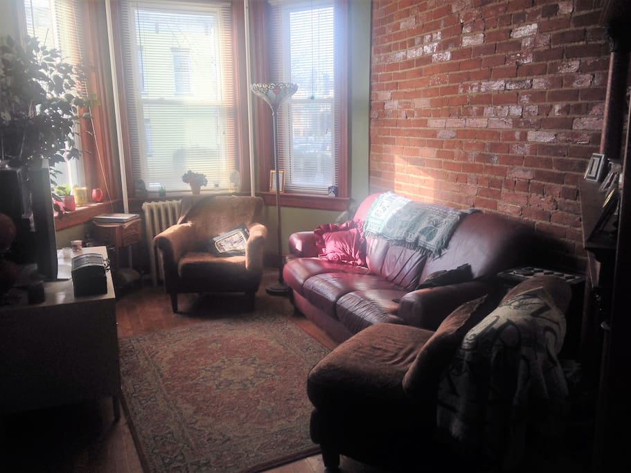 Exposed brick adds warm touch to parlor