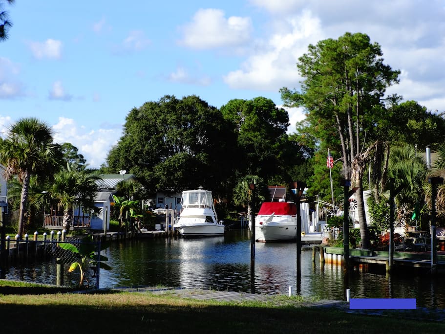 Charming canal street in neighborhood
