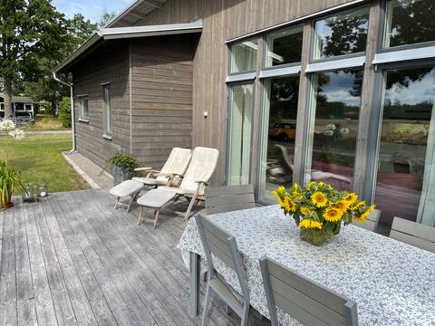 Newly built house next to the sea