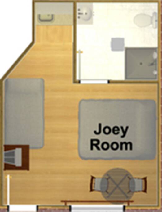 Floor plan. Twin share/ double bedroom with ensuite.