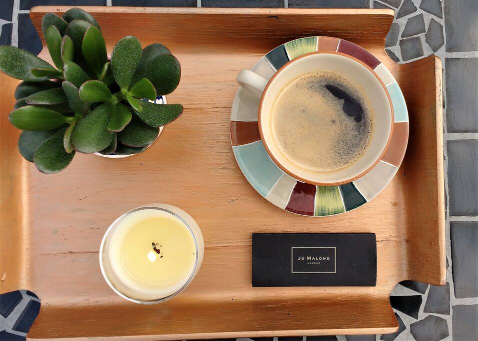 Little extras to make your stay comfortable. Tea. Coffee. Orange juice. Milk.