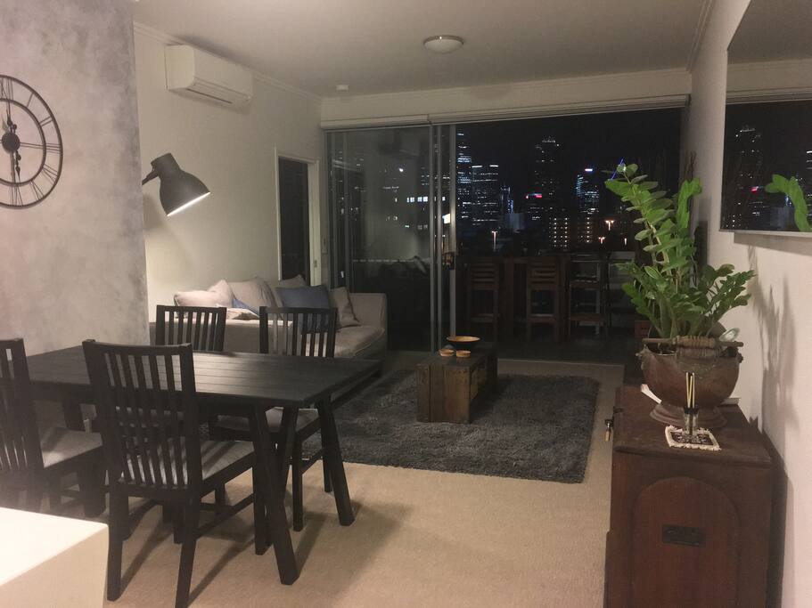 Open lounge room and balcony.